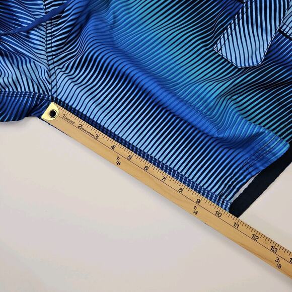 Nike Board Shorts Men's 36 Surf Swimming Trunks Stretch Blue Striped Unlined - Picture 9 of 9
